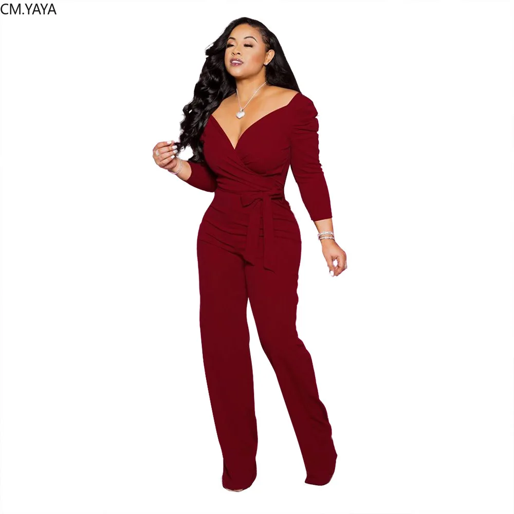 GL Autumn Winter women Full Sleeve Sashes V-Neck Bodycon Jumpsuit Sexy Club Night Romper playsuit Overall outfit 4 colors A6254