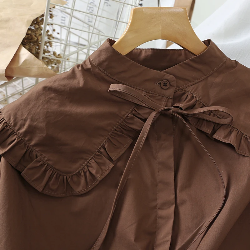 Ruched Baby Doll, свободная стильная блузка с буфами на рукавах, топ, Женский Топ, однотонный, кавайная сорочка, Femme Chemisier Blusa Mujer Camisa