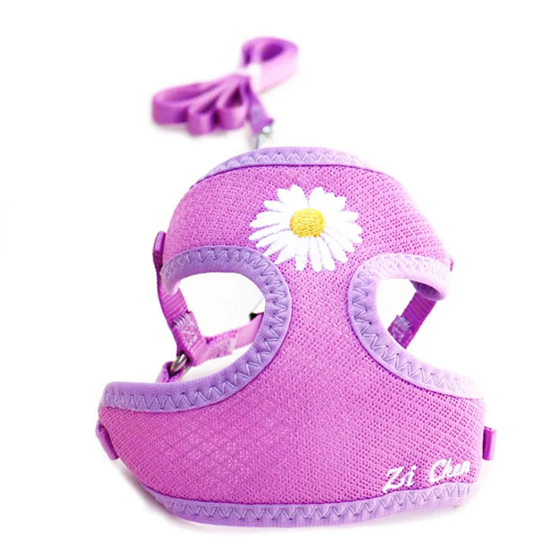 Korean Candy Color Embroidery Breathable Small Pet Dog Harness and Leash Set Soft Nylon Puppy Walking Vest for Chihuahua Yorkie Korean Candy Color Embroidery Breathable Small Pet Dog Harness and Leash Set Soft Nylon Puppy Walking Vest for Chihuahua Yorkie