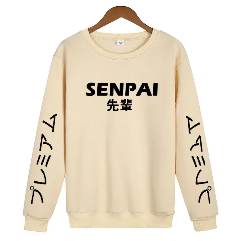 Модная толстовка с капюшоном SENPAI японский уличная многоцветная Женская толстовка с буквенным принтом пуловер Sudadera Hombre - Цвет: Beige-WH04