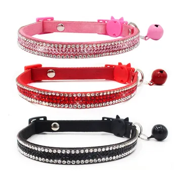 

Cat Collar Crystal Necklace For Kitten With Bell Breakaway Neck Ring Safety Kitten Neck Strap Accessories Pet Products