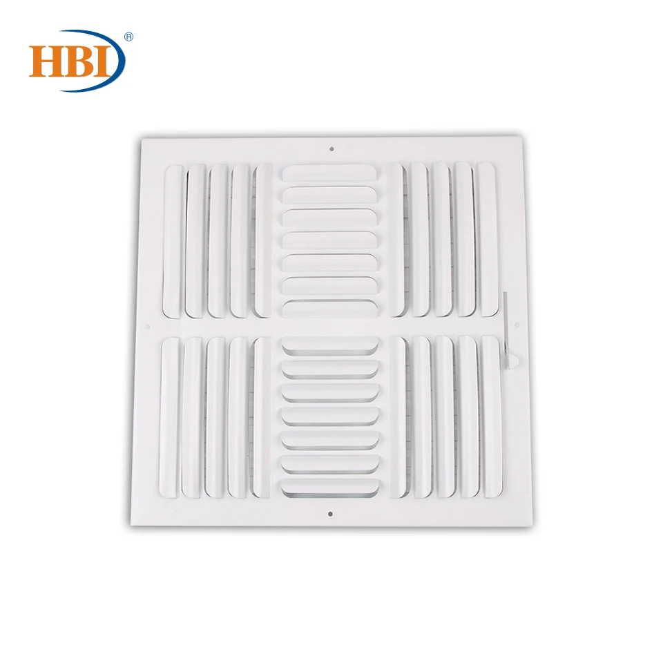

HBI 4-Way W14" x H14" Curved-Blade Ventilation Grille Air Outlet Valve Air Supply Register Air Vent Cover Steel Ceiling/Sidewall