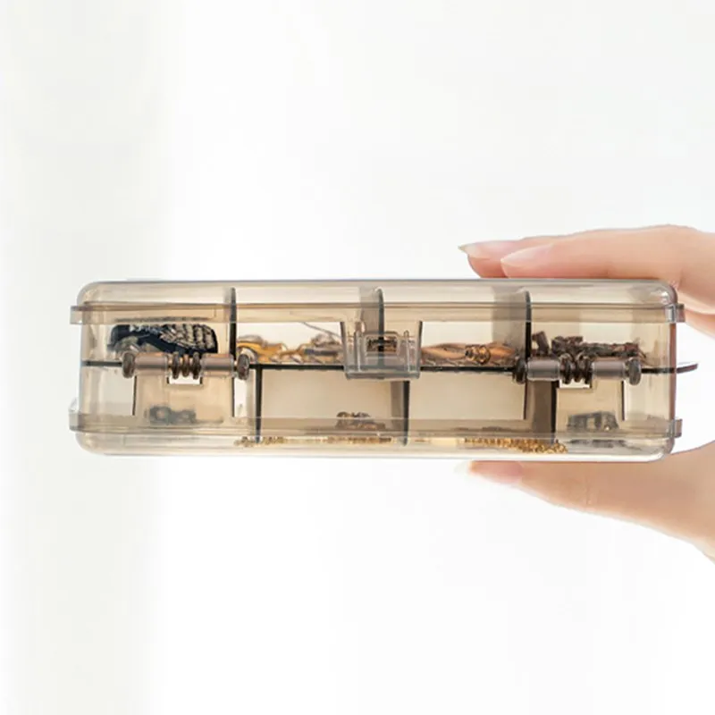 Double-sided 10 Grid Partition Design Storage Tools Women Girls Ring Transparent Earrings Compartment Organizer Box Jewel Case