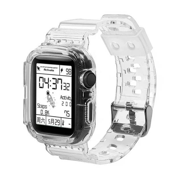 Soft Silicone Sport Replacement Strap For apple watch band 44mm 40mm 42mm 38mm,TPU Adjustable Strap for iWatch Series SE6 5 4 3 Translucent