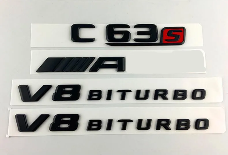 Блестящий черный C63S Для AMG V8 BITURBO посылка Эмблема багажника Наклейка C63 W205 |