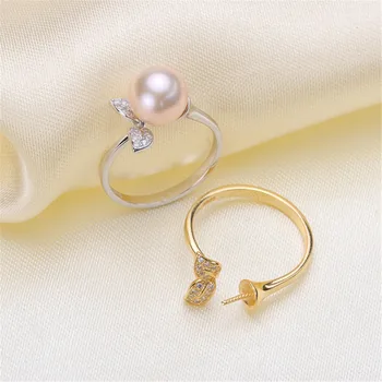 

Delicate Pearl Rings Settings S925 Sterling Silver Rings Mount Women DIY Handmade Craft Rings Jewelry Accessory