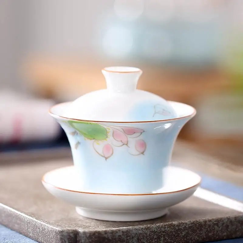 Керамические s пиалы для чая эмаль Gaiwan разрисованная вручную керамика пиалы для чая чайный набор кунг-фу китайский чайный сервиз Gaiwan набор чайных чашек