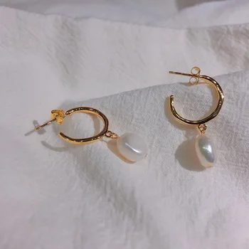 

S925 Silver All Pure Natural Freshwater Pearl Ear Nails Girls Earrings Simple Personality Fashion Tidal Delicate and ear studs