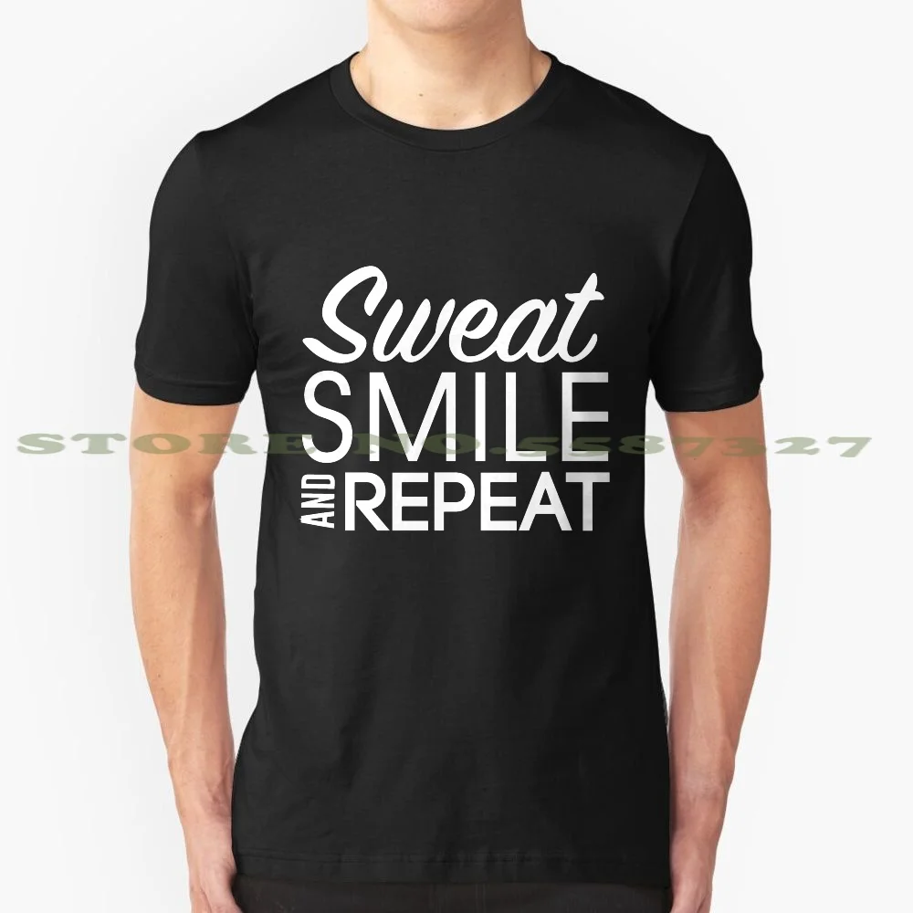 Футболка для мужчин и женщин с надписью Sweat Smile And Repeat черно-белая футболка со