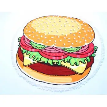 

Terry round towel for beach, 150 cm (pattern: Hamburger), арт.3125