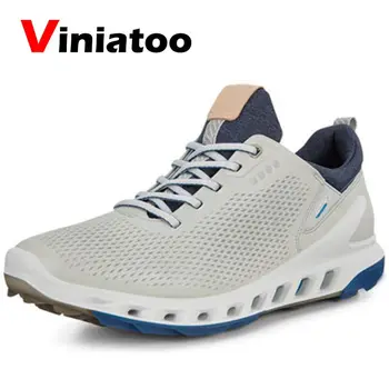 

New Genuine Leather Golf Shoes Men Professional Breahtable Golf Sneakers White Anti Slip Spikless Walking Footwear Golfers