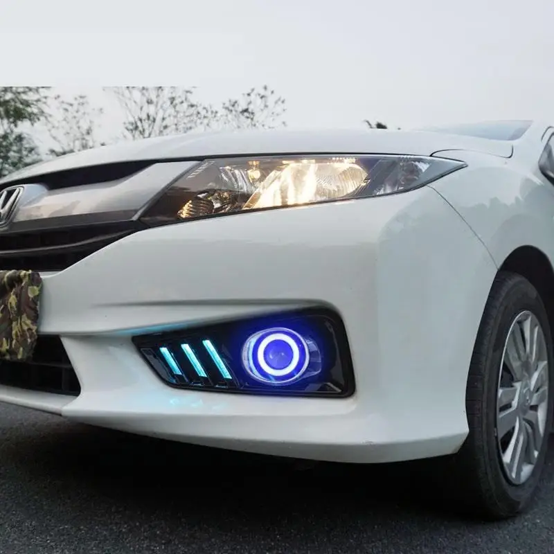 Assessoires запчасти Drl Cob дневные ходовые светодиодные Авто наружные фары передние противотуманные задние Автомобильные фары в сборе 15 16 для Honda City