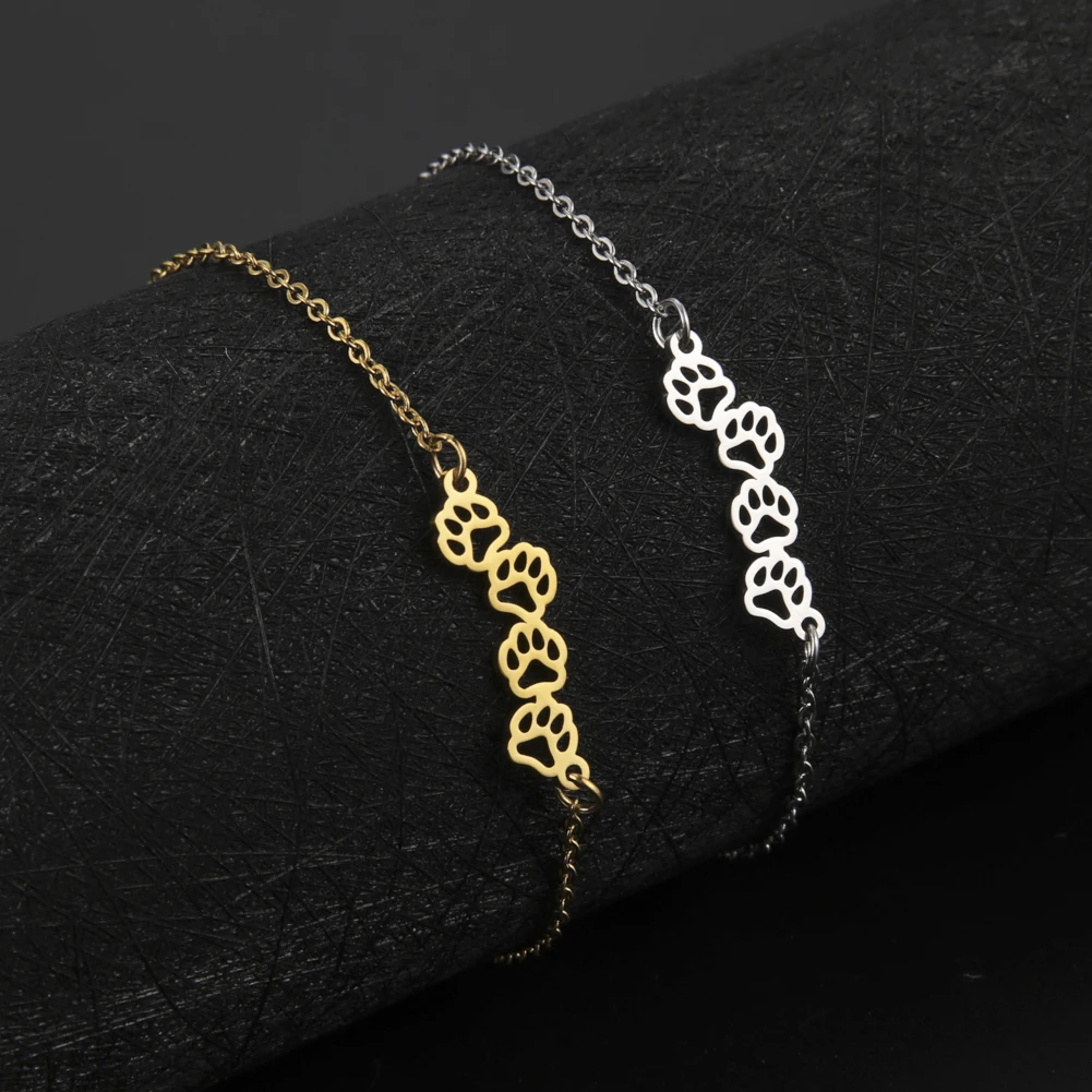 Cazador Hollow Cat Dog Bear Paw Bracelet A Portata Di Mano Femminile Simpatico Animale Fascino Kpop Gioielli In Acciaio Inossidabile Fidanzata Regalo 