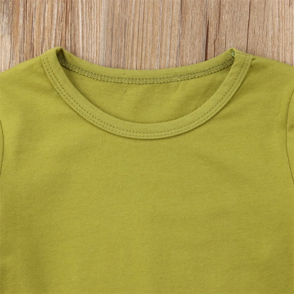 6 цветов, милая однотонная зеленая футболка с длинными рукавами и цветочным рисунком для маленьких девочек топы, однотонные футболки одежда, наряд