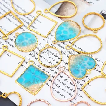 

Popular5pcs/lot DIY Basic Frame Square Waterdrop Heart Round Jewelry Tools Bezel Charms Metal Jewelry Accessories