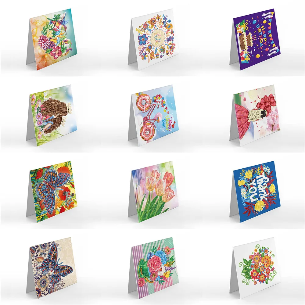 8 pcs set Handmade festival greeting postcard DIY Easter cards gift for kids 5D diamond painting Thank you card mystery 5d diamond painting