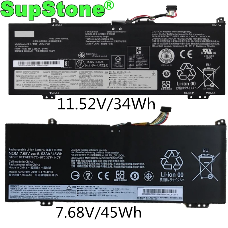 Аккумулятор SupStone L17C4PB0 L17M4PB2 L17C4PB2 L17M4PB0 для ноутбука Lenovo IdeaPad 530S-14IKB 15IKB FLEX 6-14ARR,YOGA 530-14IKB
