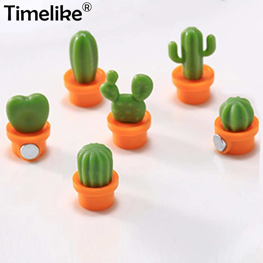 

6pcs/Set Fridge Magnet Set Cute Fridge Sticker Magnetic Succulent Plant Magnets Button Cactus Refrigerator Message Sticker Decor