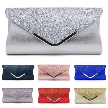 

2020 Fashion Women's Glitter Shimmer Envelope Ladies Sequins Evening Party Prom Smart Clutch Bag Handbag