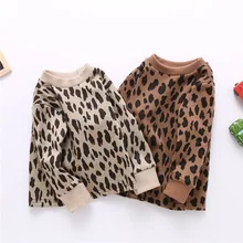 Vêtements pour bébé fille et garçon, pull over imprimé léopard, chemises à manches longues, chemisier décontracté, Top, printemps automne hiver