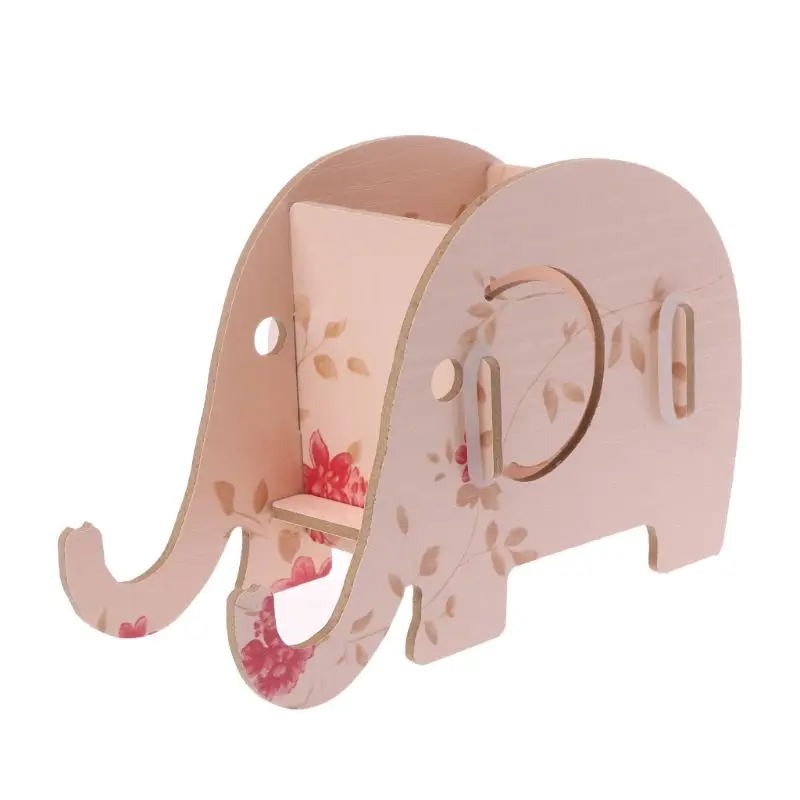 Phone Stand Pen Pencil Holder Tablet Desk Bracket Wooden Cute Elephant Sundries Organizer Desk Decoration Home Office
