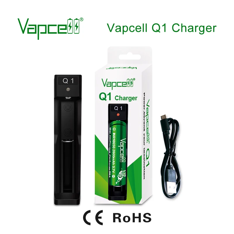 Vapcell Q1 зарядное устройство простой один 1 слот 0.6A USB зарядное устройство для литий-ионной батареи