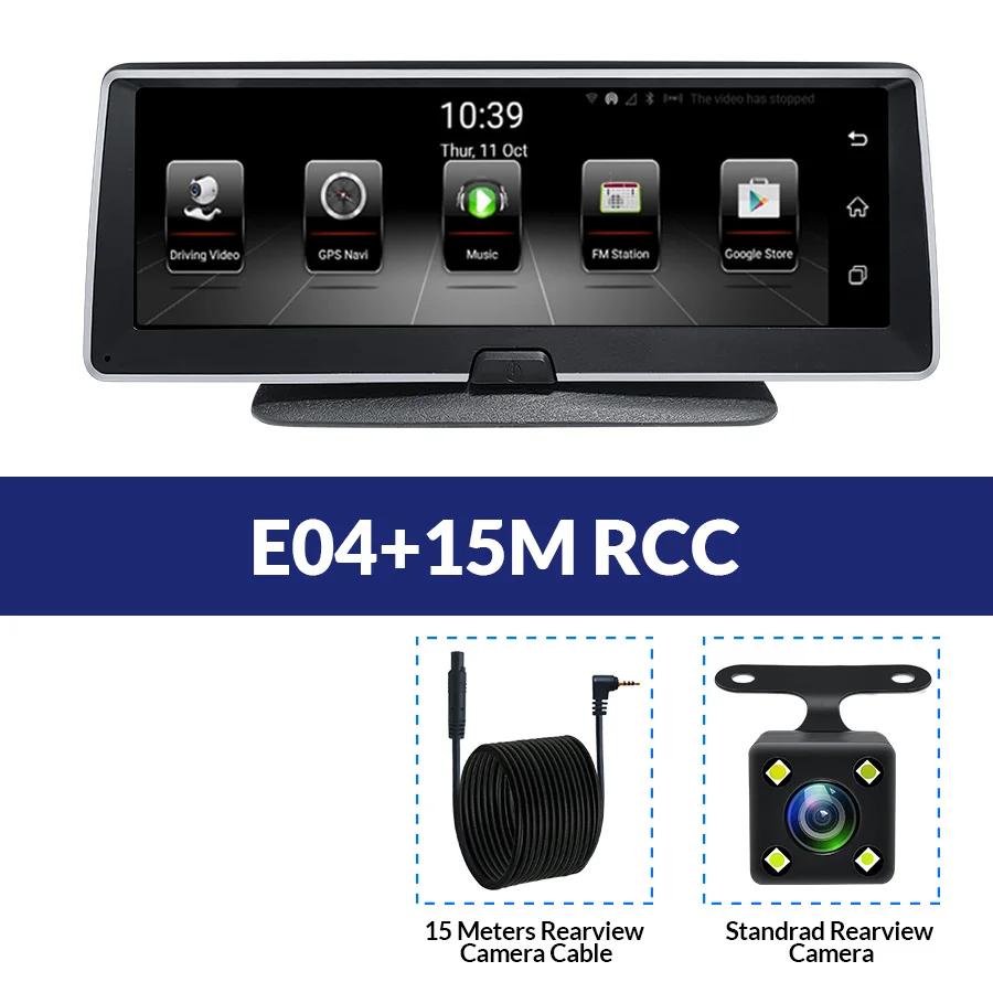 E-ACE E04 8 дюймов Автомобильный видеорегистратор камера Android 4G dvr gps навигатор ADAS автомобильный рекордер 1080P HD видеорегистратор ночное видение камера заднего вида - Название цвета: E04-15M RCC