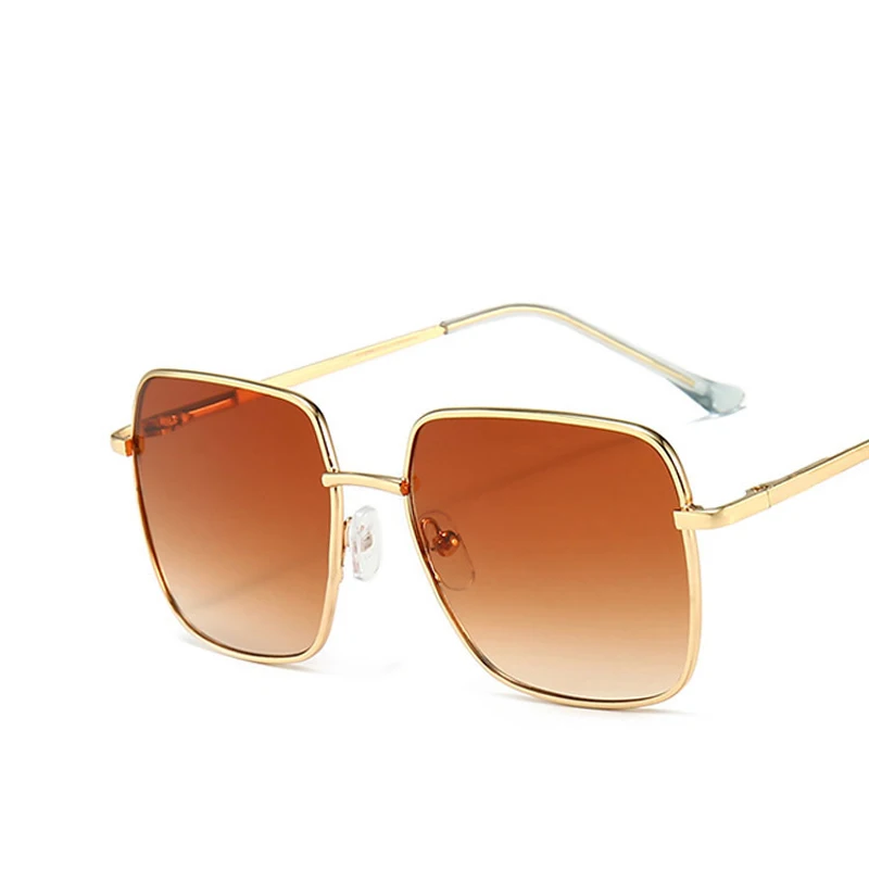 C4 Gold Double Tan Детские милые Квадратные Солнцезащитные очки в металлической оправе, детские розовые, синие, фиолетовые линзы, модные очки для мальчиков и девочек с защитой от уф400 лучей - Цвет линз: C4 Gold Double Tan