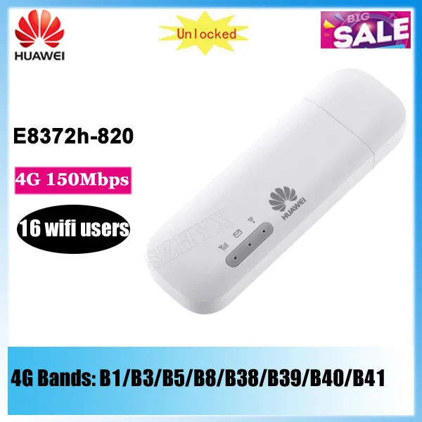 Оригинальный разблокированный Huawei e8372 Wingle LTE универсальный 4G USB модем wi fi