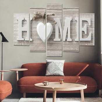 

5 Pcs Letter Canvas Painting Unframed Wall Art Print Pictures for Living Room Decoration Home Decor Calligraphy