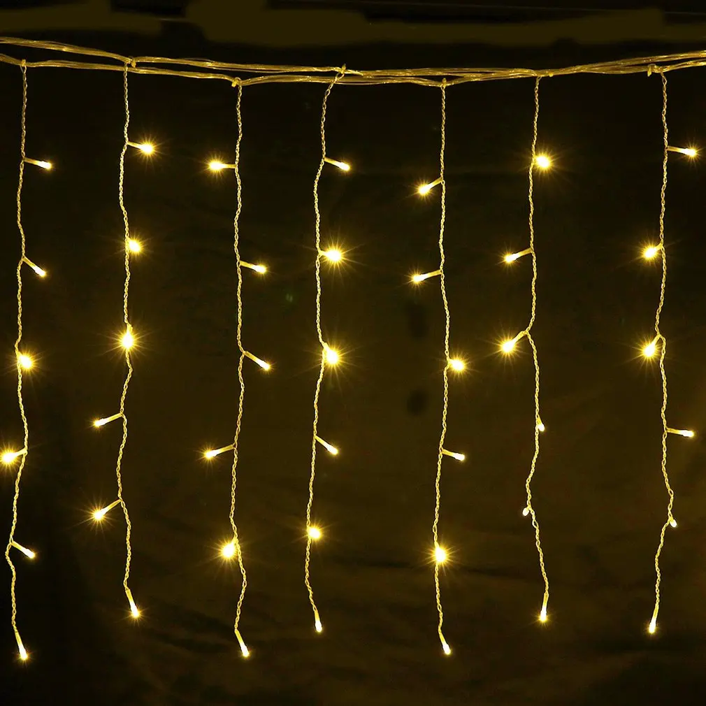 Гирлянды рождественские наружные украшения 4 м Drop 0,4-0,6 м занавески сосулька светодиодные фонари ЕС 220 В Сад Рождество Свадебная вечеринка