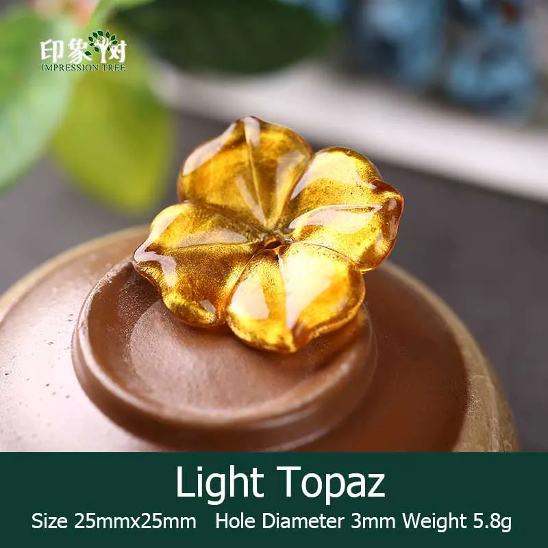 Light Topaz 1pcs 25x25 мм 1 шт цветок фольга лэмпворк бусины четыре лепестка 3D стеклянный цветок разделитель бисера Подвески с орнаментом DIY Изготовление ювелирных изделий 16030 - Цвет: Light Topaz 1pcs