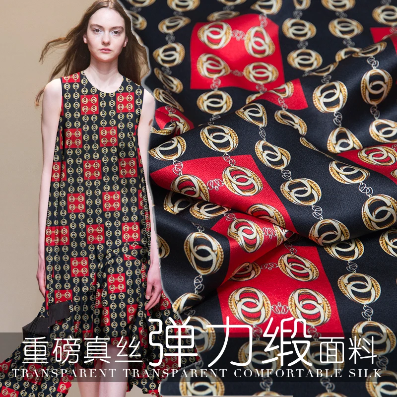 

19 Autumn New 140cm Wide 20momme 94%silk 6%spandex Brand Charmeuse Fabric Printed Cloth for Diy Sewing Free Shipping Sale Hot