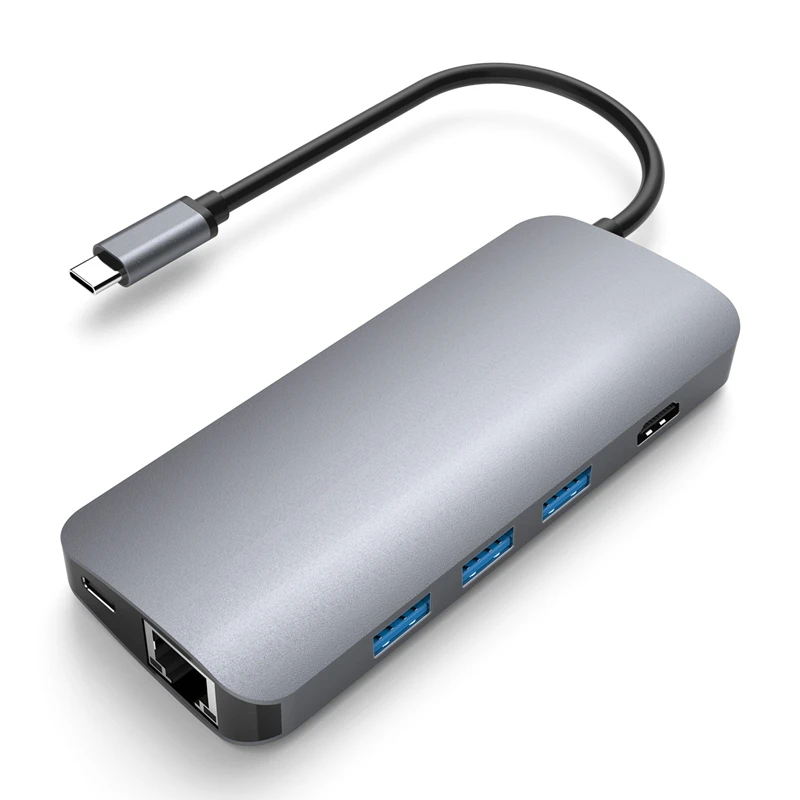 9 в 1 type-C концентратор для Hdmi Usb 3,0 Sd Tf Pd Rj45 Vga Ethernet Lan кардридер адаптер