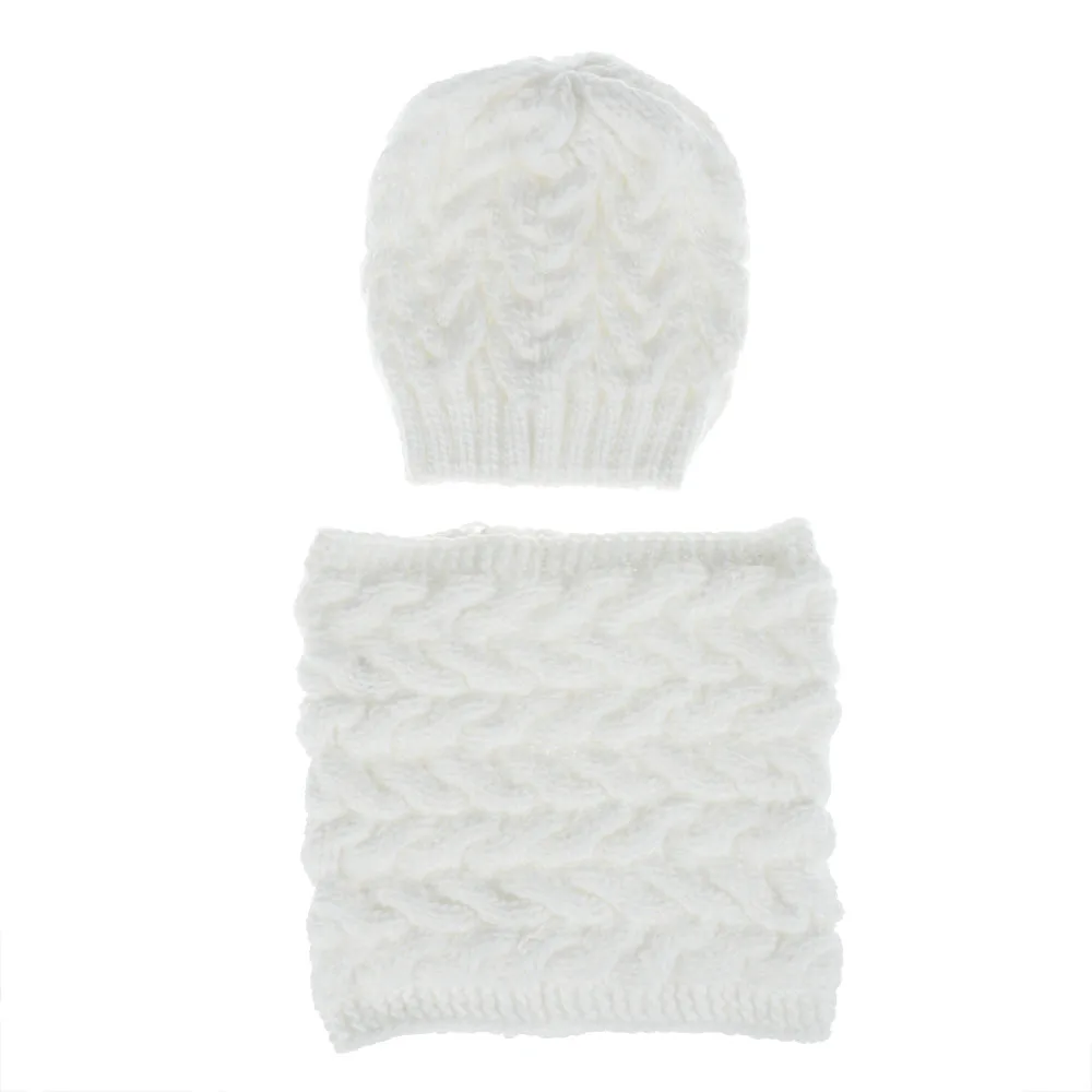 New Style Knitted Hat Scarf Set European And American-Style Winter WOMEN'S Hat Twist Knitting Wool Cap Warm Scarf