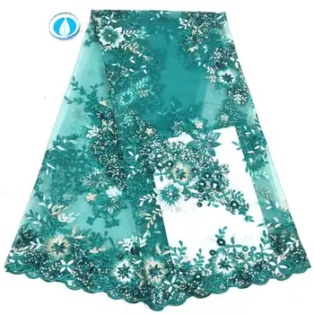 

Green African Lace Fabric 2020 High quality Sequins with Embroidery Nigerian Lace Fabric For Women French Mesh Lace Fabric