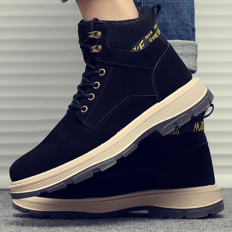 

Martins Boots Men's Casual British Short Boots Autumn and Winter Flat Tooling Boots2020 Men Shoes Warm Shoes Waterproof Non-slip
