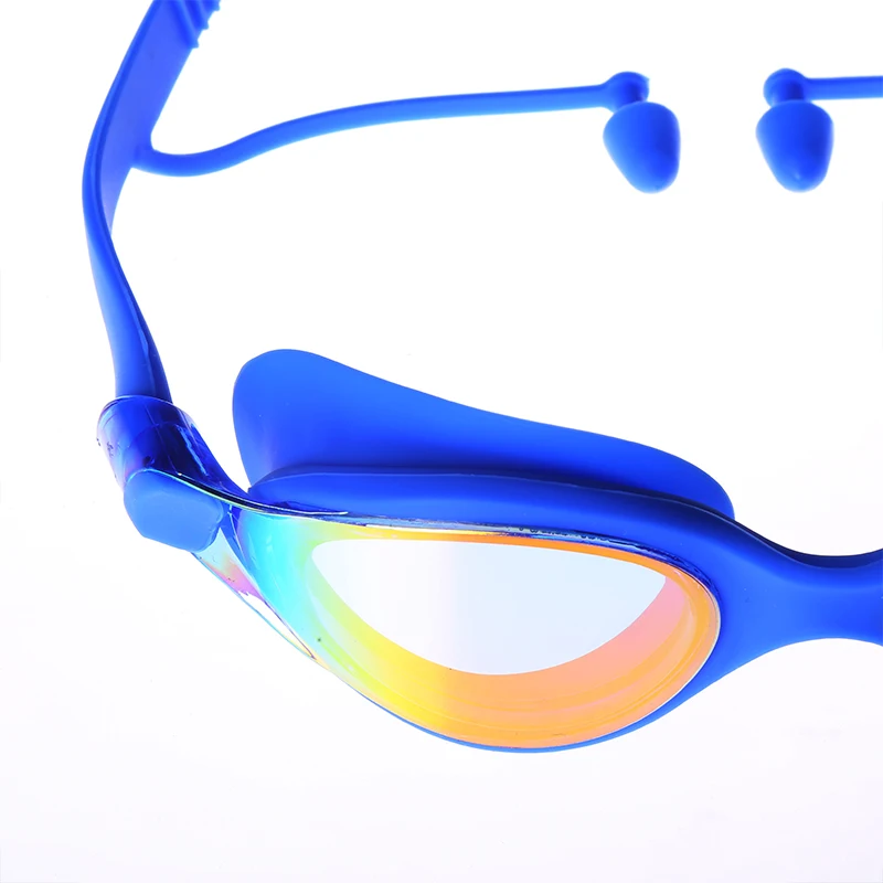 YUELANG Professional Swimming Goggles Swimming with ear plugs Waterproof glasses Anti-Fog Anti-UV Silicone Glasses Electroplate