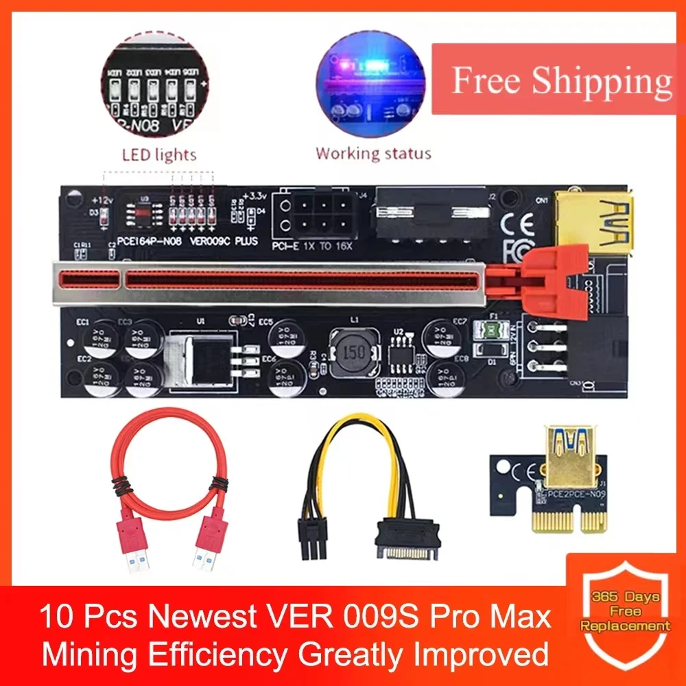 PCI-E 1X до 16X V009S-PLUS карта Удлинительный кабель для видеокарты 6-контактный питания