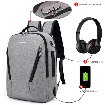 

Password Security Anti-thief backpack Multifunctional Waterproof 15 Laptop Bag with USB Charging college students school bags