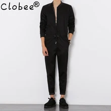 Fashion Mens Jumpsuit Long Sleeved Overalls Male Elegant Cool Overalls Slim Fit Harem Pants Hip-Hop Trousers Black Jumpsuit