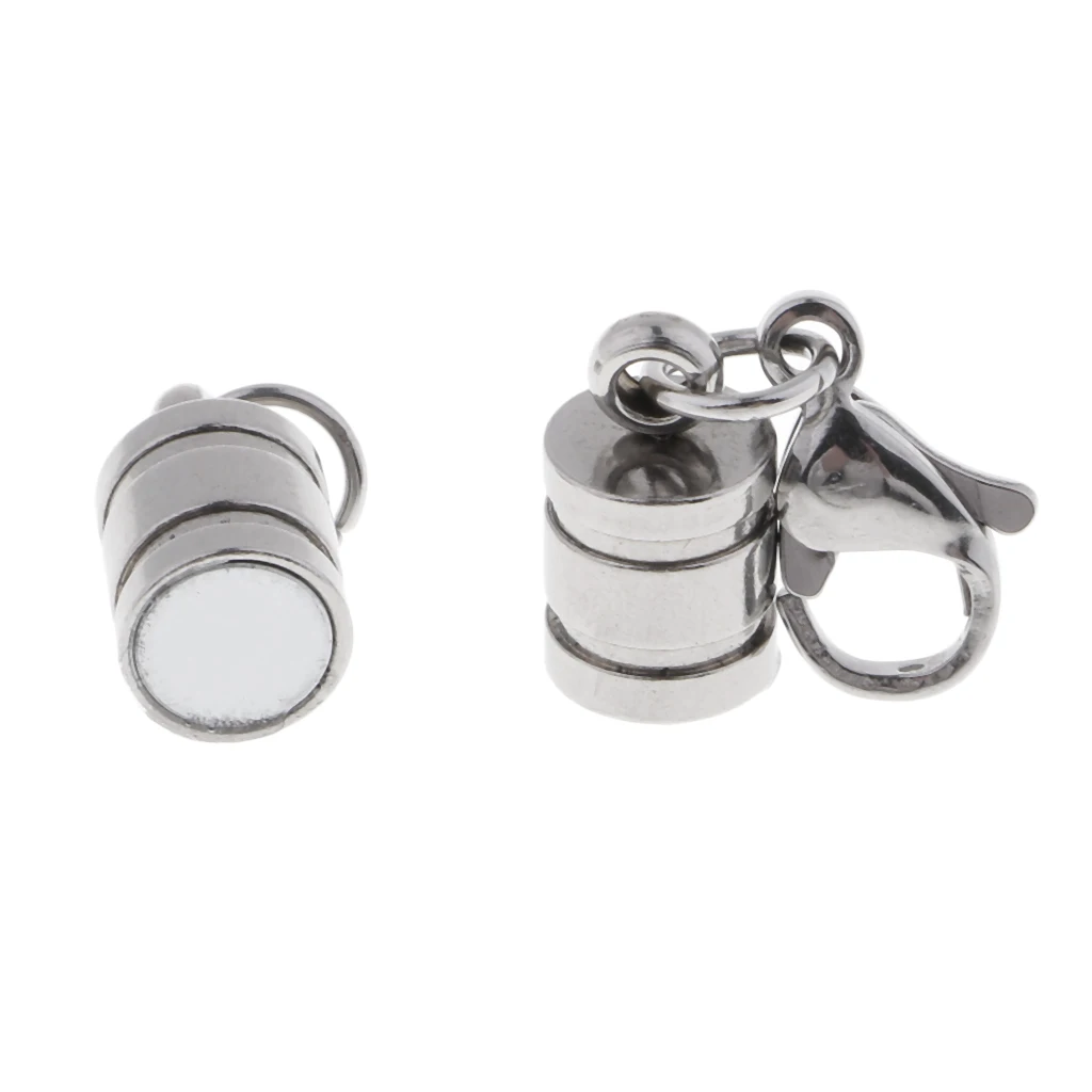 Beads 5 Sets Smooth Tube Easy Magnetic Clasp Converters Lobster Closure Necklace silver color Plated Length: 3.5cm/1.38inch