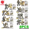 Modern War Military SWAT Police Army Building Blocks Bricks Call Of Duty Fit Mage Bloks Construx MiniFigures 8in1Lot Weapon Set 1