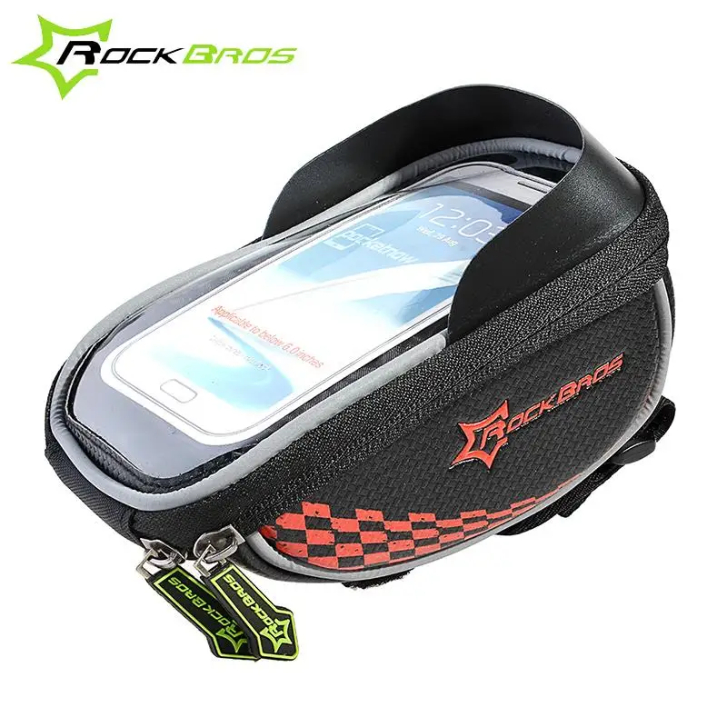 ROCKBROS Mountain Road Cycling Bike Bicycle Frame Pannier With Shade Baffle Front Tube Phone Touch Bag For