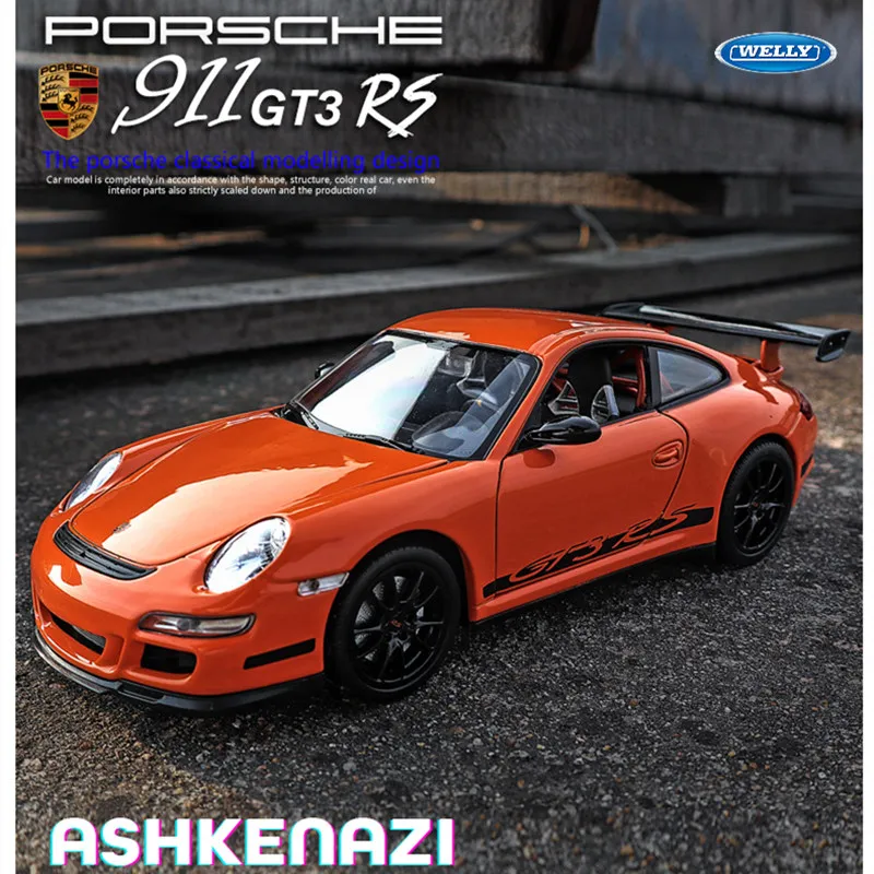 Welly 1:24 Porsche 911 GT3 RS автомобильный брелок для автомобильных ключей имитационная