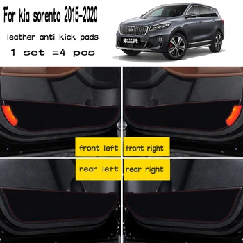 

4pcs Leather Car-Styling Anti Kick Pad Anti-dity Door Mat Accessories fFor Kia Sorento Prime 2015 2016 2017 2018 2019 2020