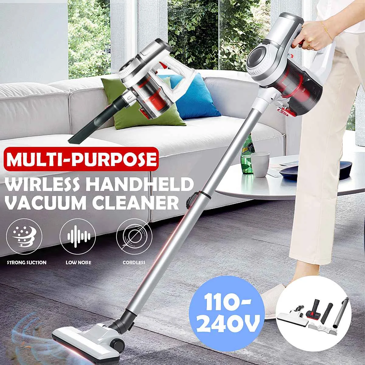 

Handheld 2-in-1 Vacuum Cleaner Wireless Cordless Household 9500Pa Vacuum Cleaner Carpet Dust Collector Multiple Noise Reduction