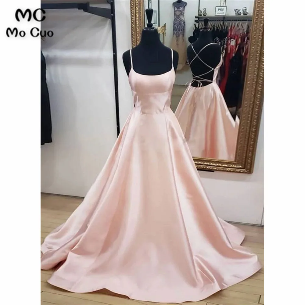 2019 розовое вечернее платье платья с открытой спиной жесткое атласное