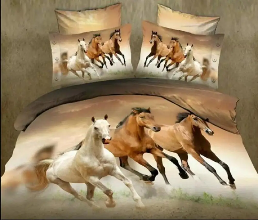 

Running Horse 3D Print Animals Microfiber Duvet Cover Set Bed Linen Set Twin Full Queen King Bedding set Boys Home Bedclothes