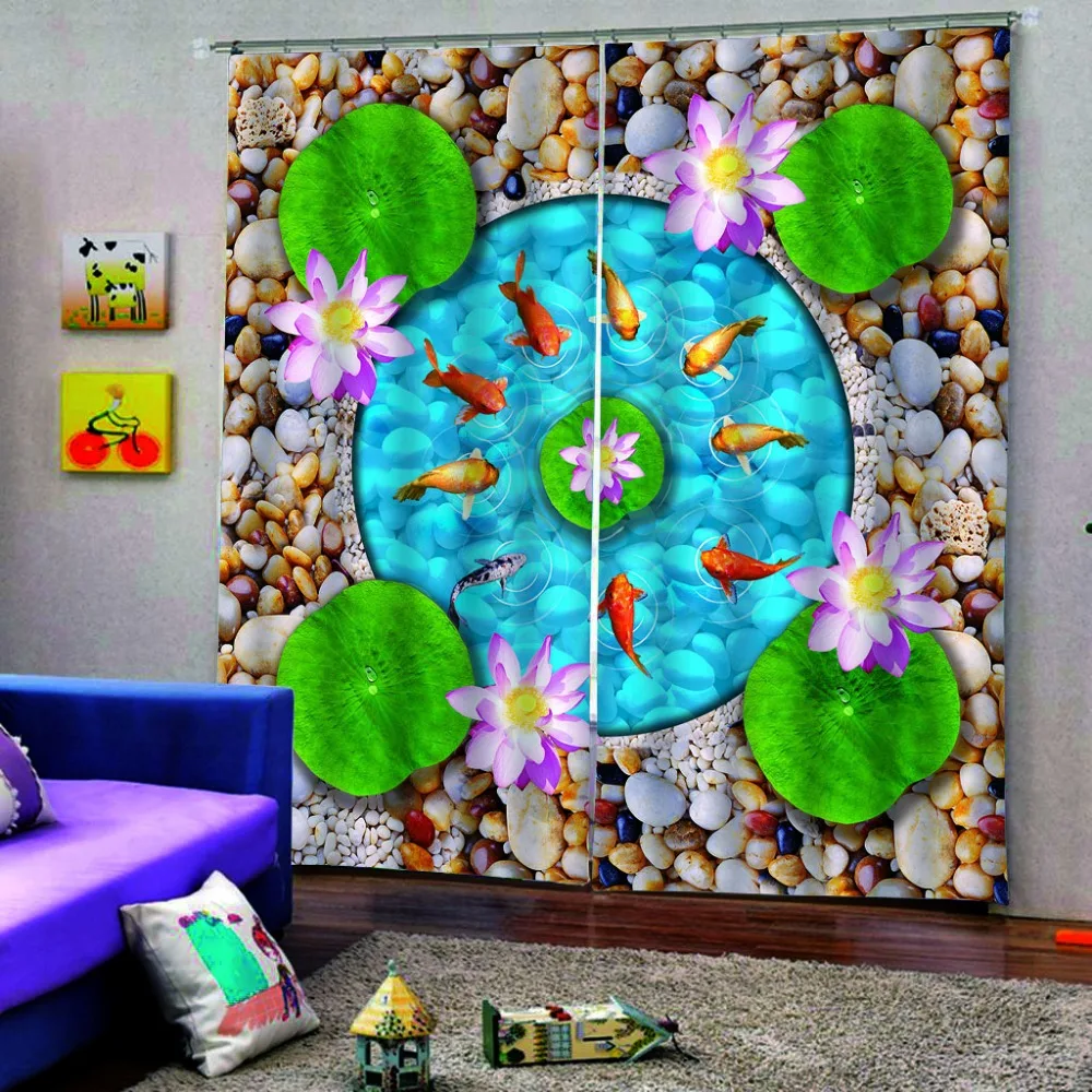 3d九鱼荷花鹅卵石地板画副本 (4)